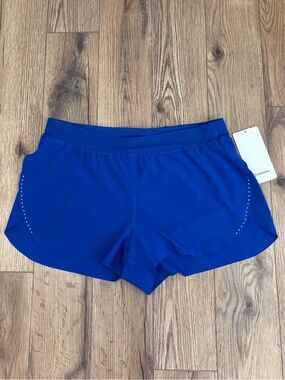 NWT Lululemon Fast And Free High Rise Split Shorts 3" In Galactic Cobalt Size XL